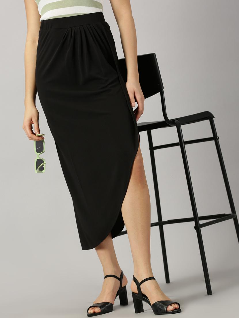 black polyester wrap skirt - 21173463 -  Standard Image - 1