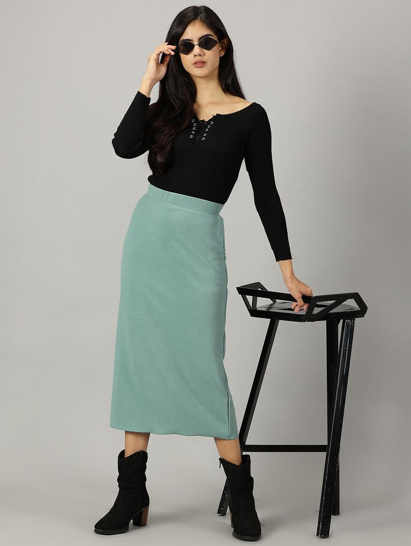 green polyester pencil skirt - 21173475 - Standard Image - 4