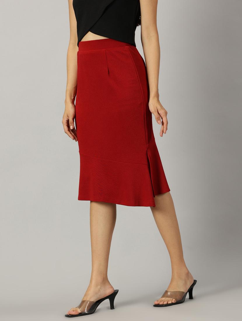red polyester peplum skirt - 21173485 - Standard Image - 1