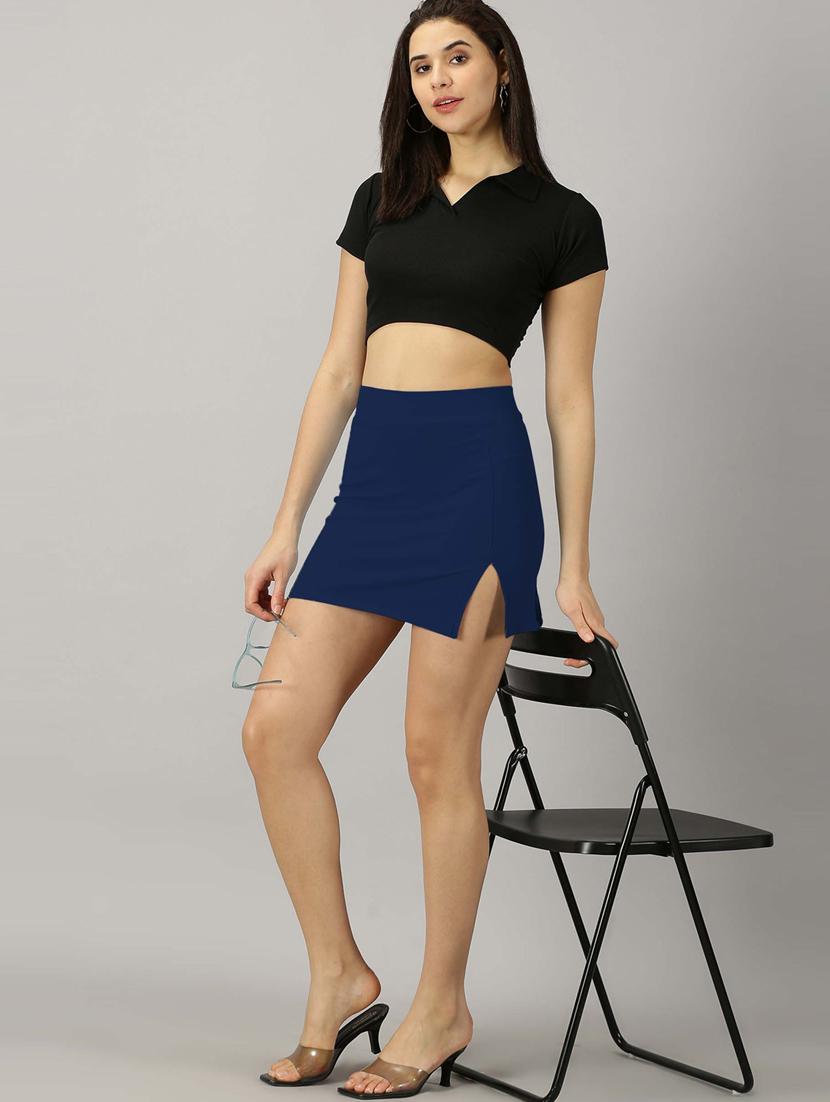 navy blue polyester pencil skirt - 21173490 - Standard Image - 4