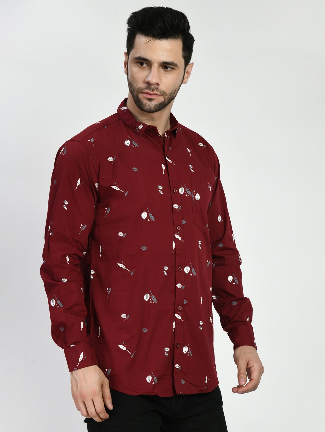 maroon printed casual shirt - 21173840 - Standard Image - 1