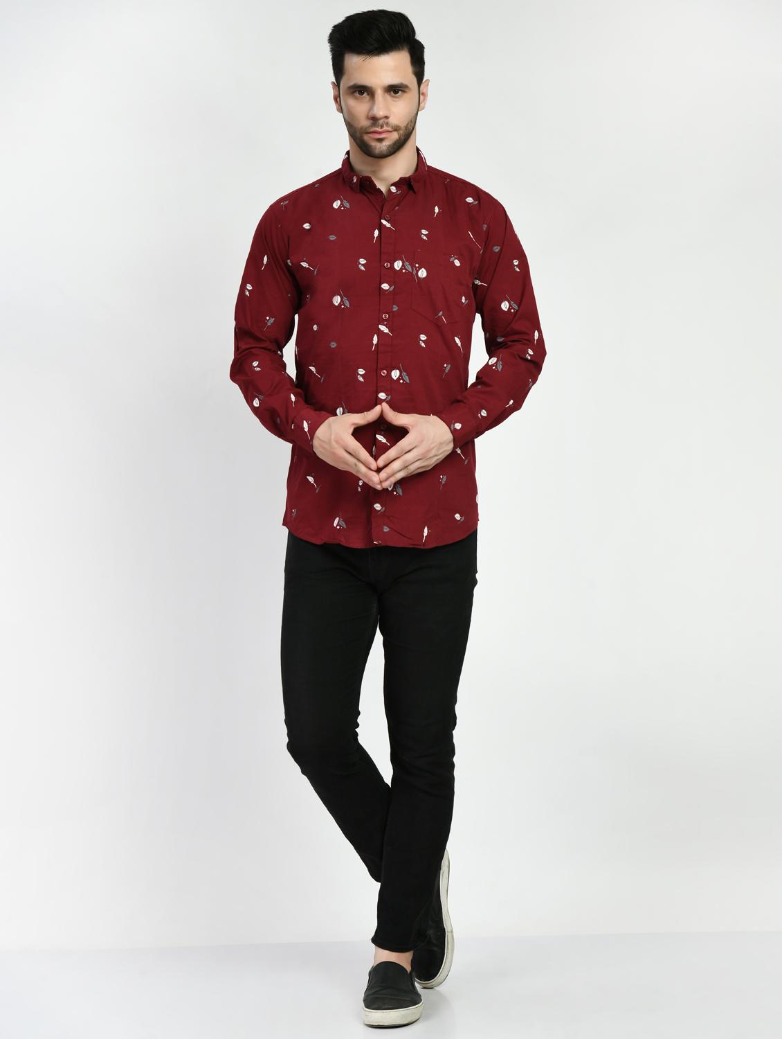 maroon printed casual shirt - 21173840 - Standard Image - 4