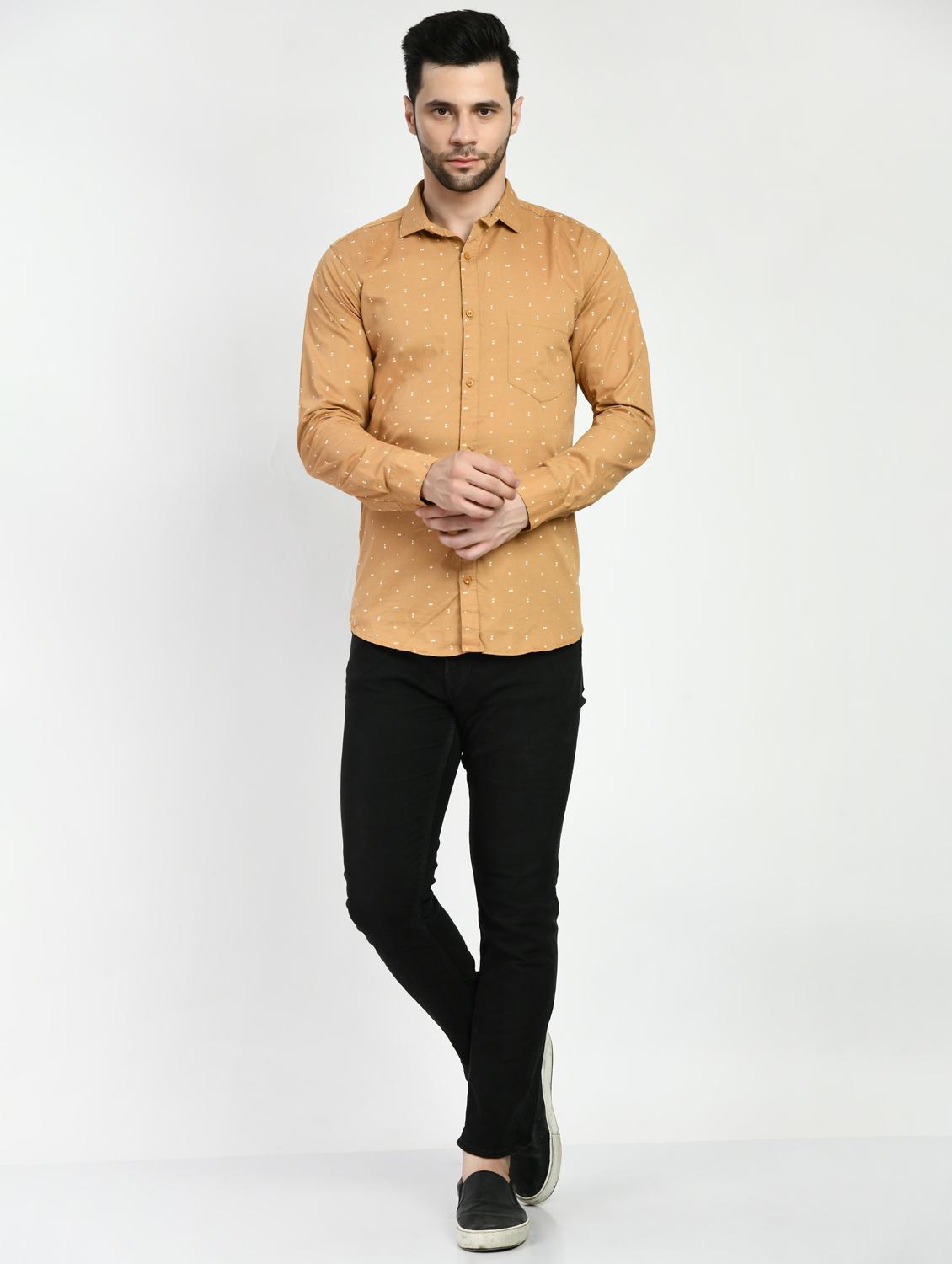 khaki printed casual shirt - 21173855 - Standard Image - 4