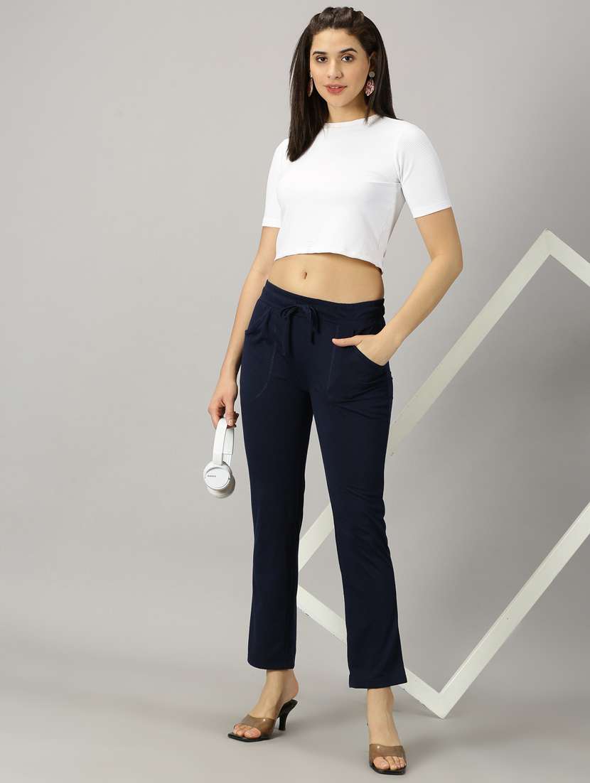 navy blue polyester track pant - 21173879 - Standard Image - 4