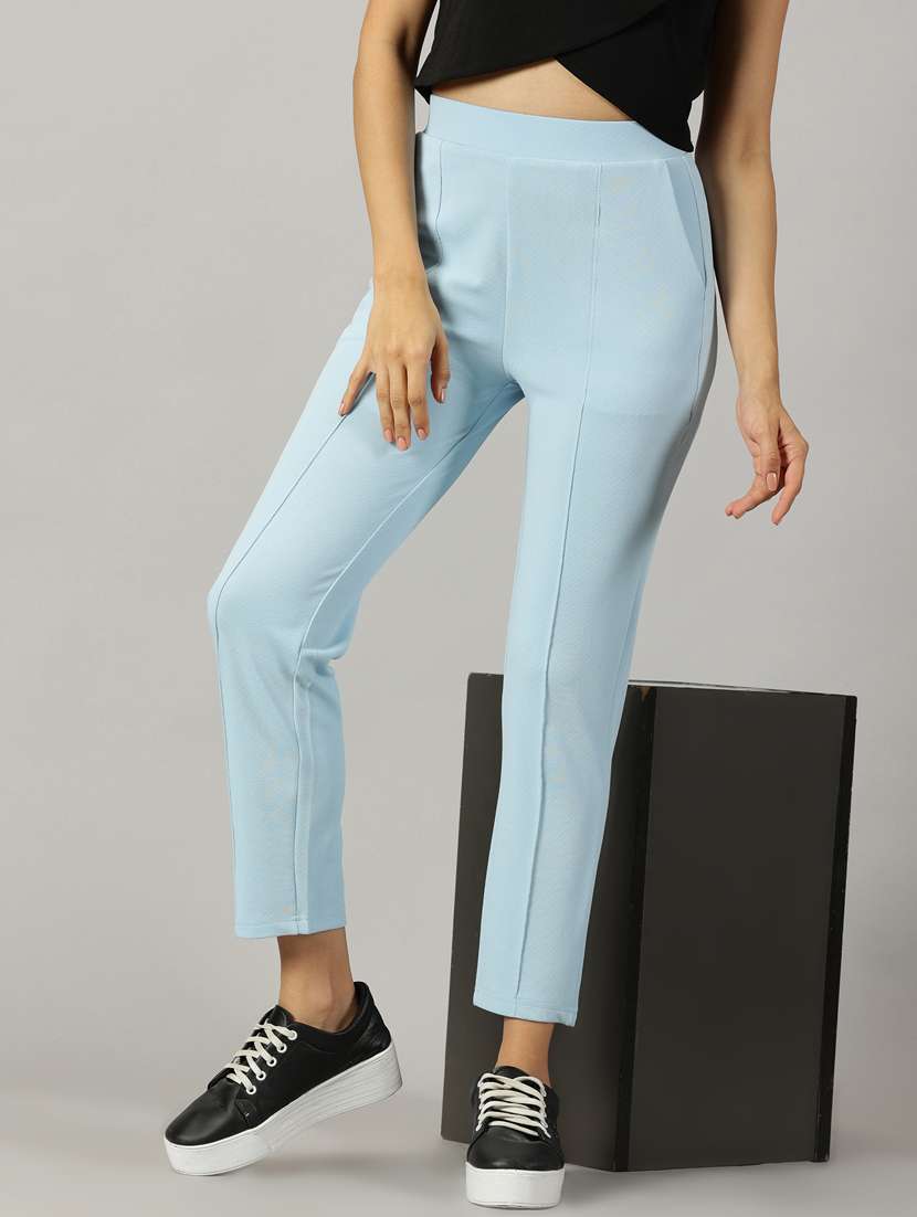 Women Solids Flat Front Trousers Trousers - 21173911 -  Standard Image - 1