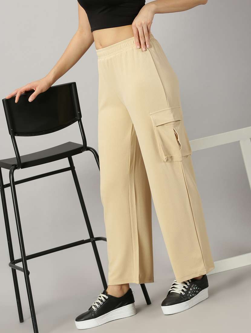 women solids cargos trousers - 21173926 - Standard Image - 1