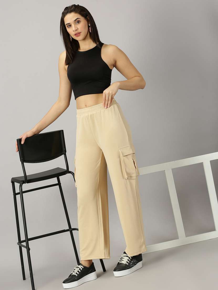 women solids cargos trousers - 21173926 - Standard Image - 4