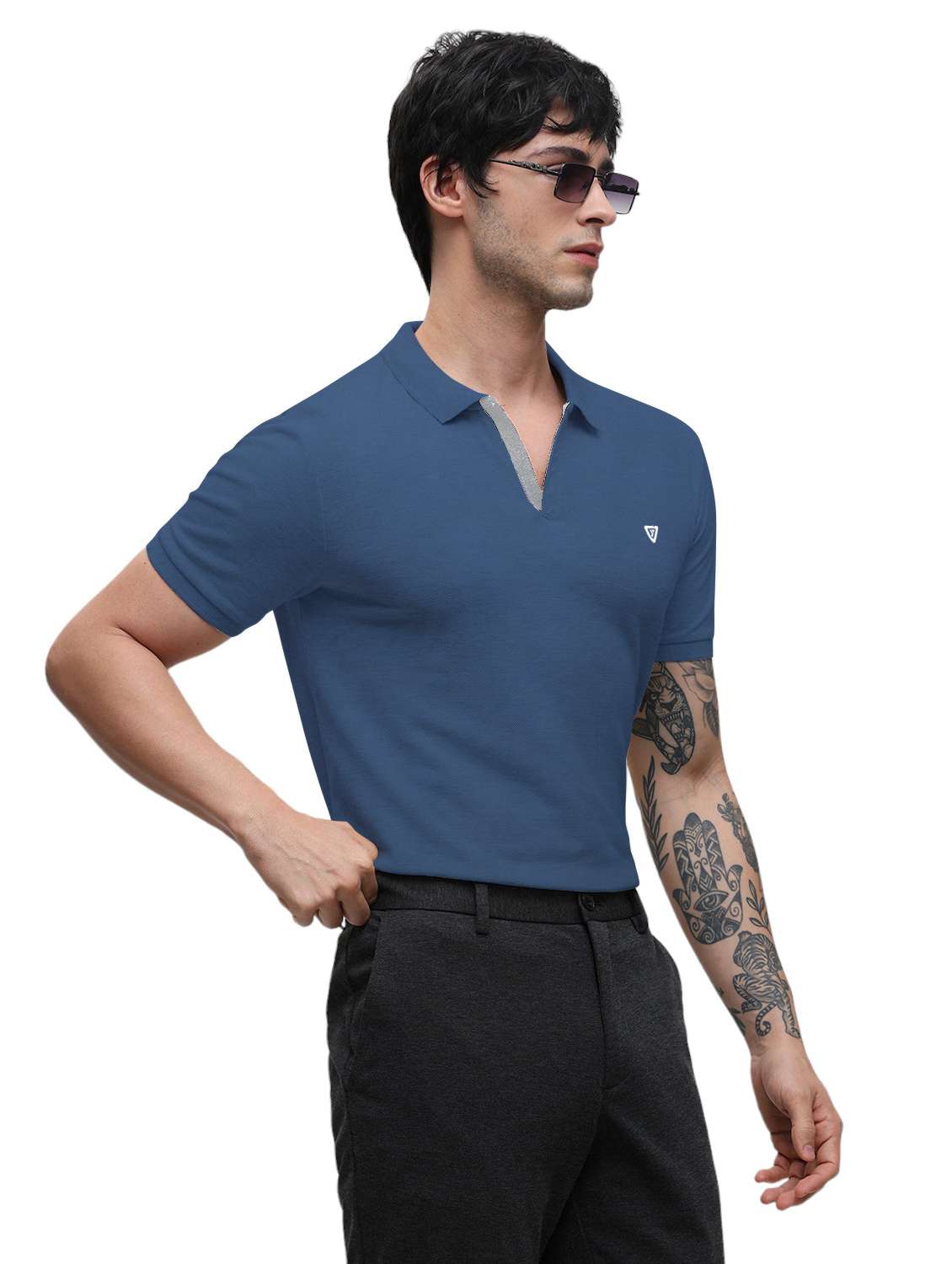 men plain polo neck t-shirt - 21174571 - Standard Image - 1