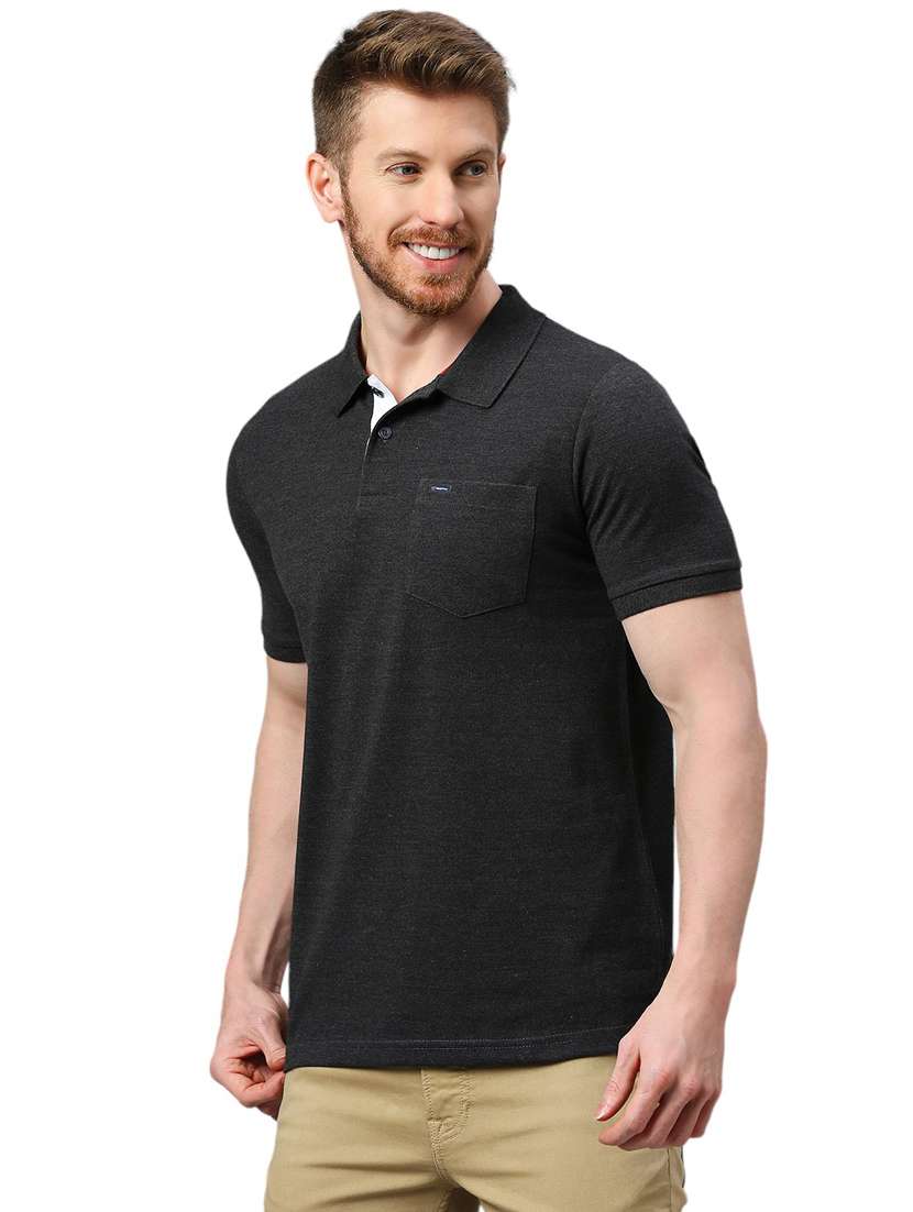 men plain polo neck t-shirt - 21174574 - Standard Image - 1