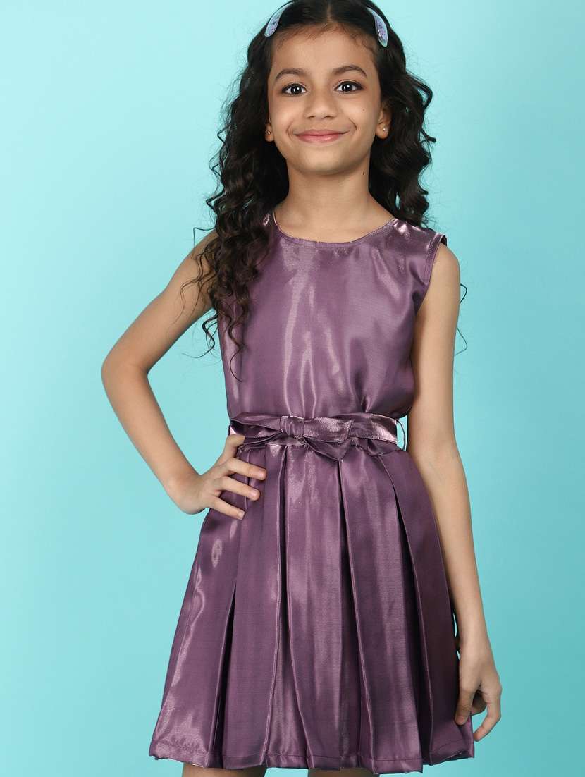 girl solid round neck sleeveless frock - 21174595 -  Standard Image - 4