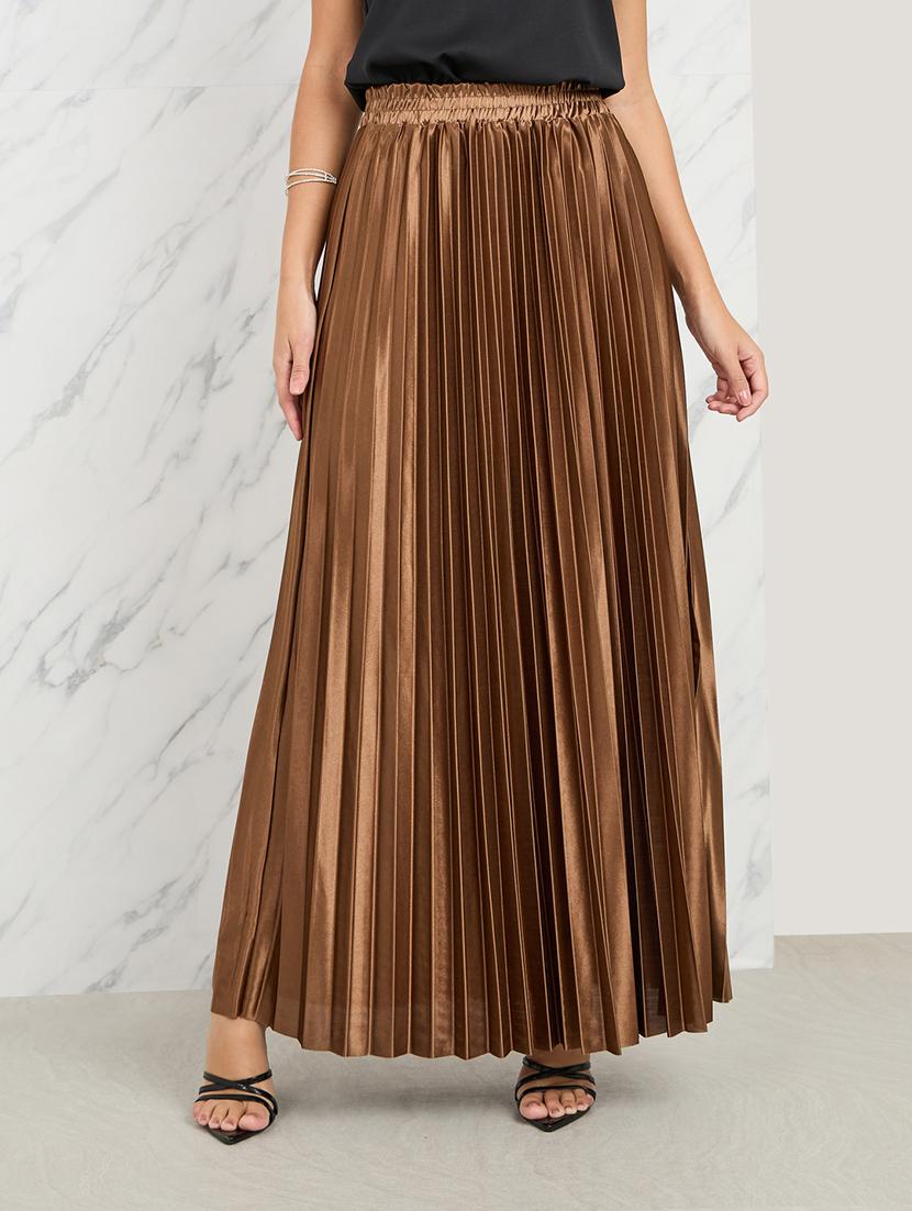 women solid high rise a-line skirt