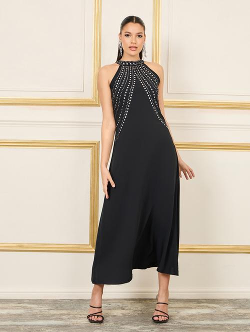 women black embellished a-line dress - 21174641 - Standard Image - 0
