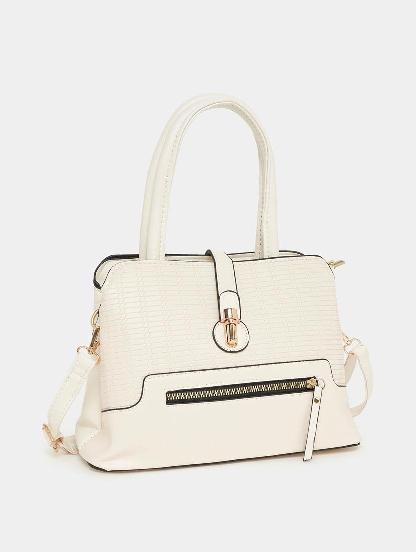 white leatherette (pu) solid handbag - 21174686 - Zoom Image - 0