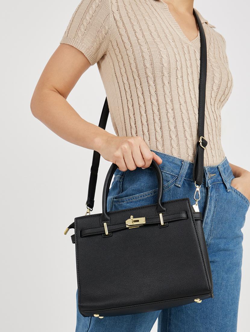 black leatherette (pu) handbag - 21174705 - Standard Image - 4