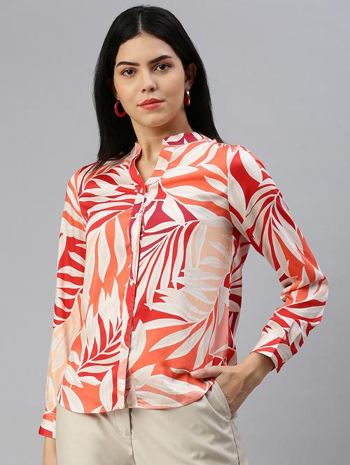 orange polyester regular shirt - 21174811 - Standard Image - 0