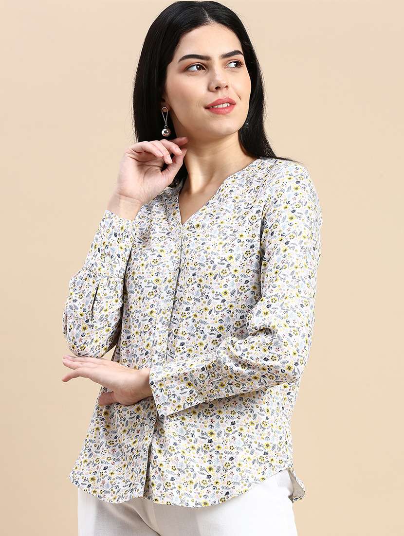 off white printed cotton regular shirt - 21174812 -  Standard Image - 1