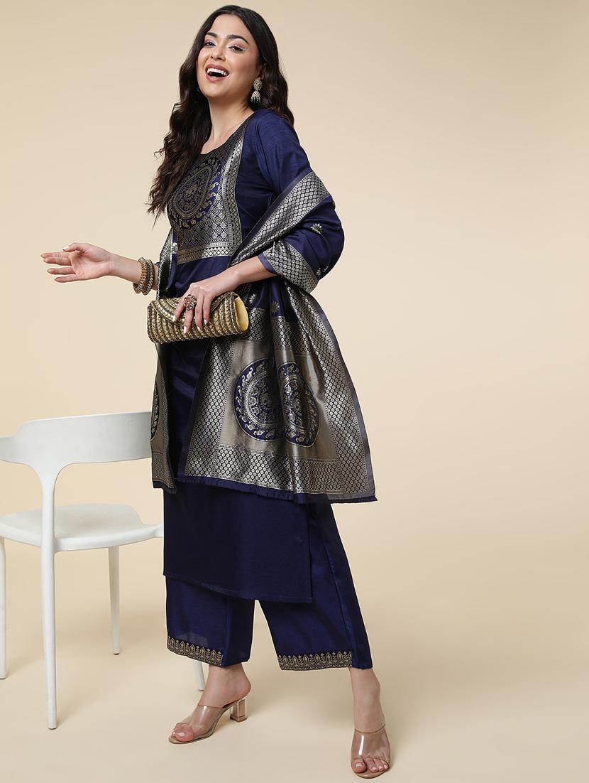 women three quarter sleeve suit set - 21176346 - Standard Image - 1