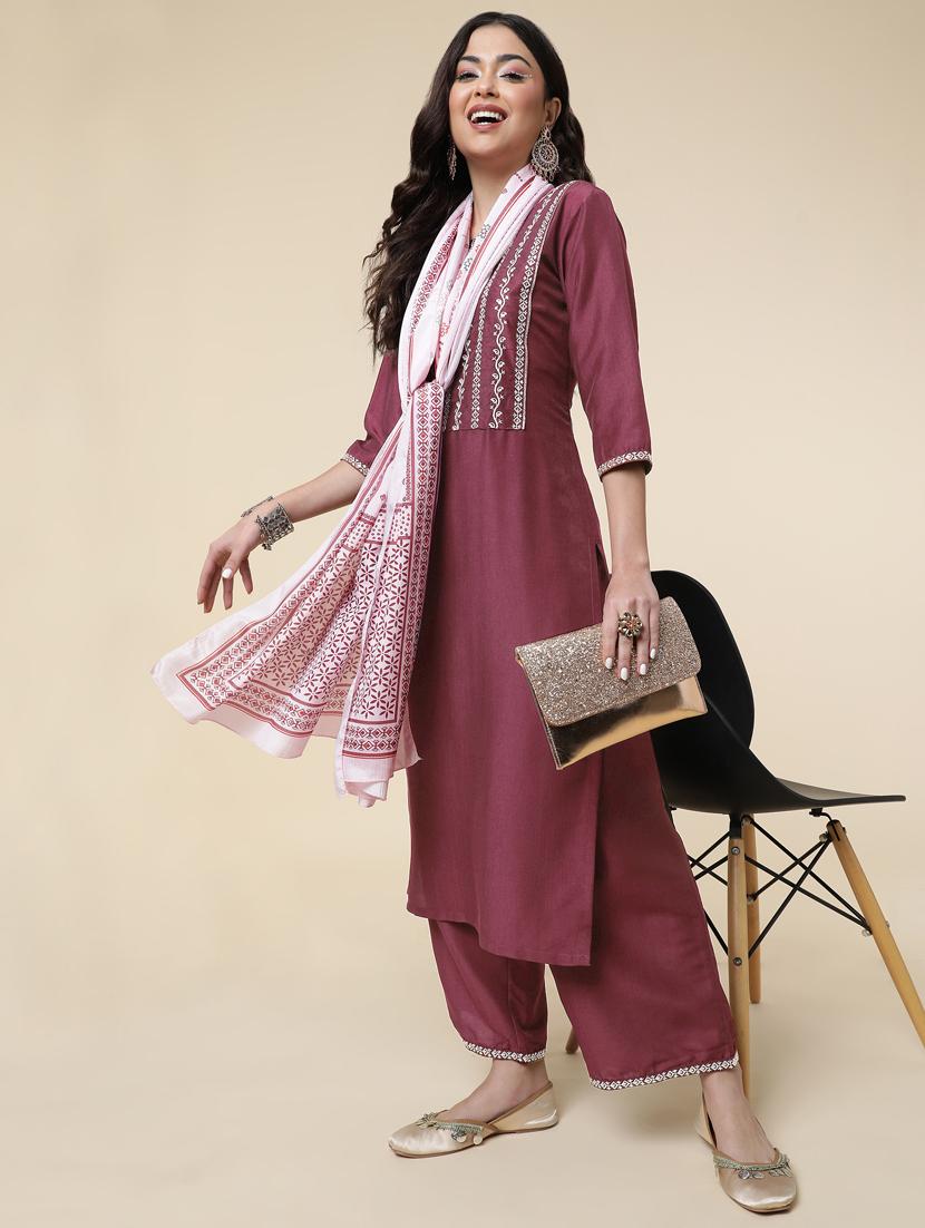 women three quarter sleeve suit set - 21176351 - Standard Image - 1