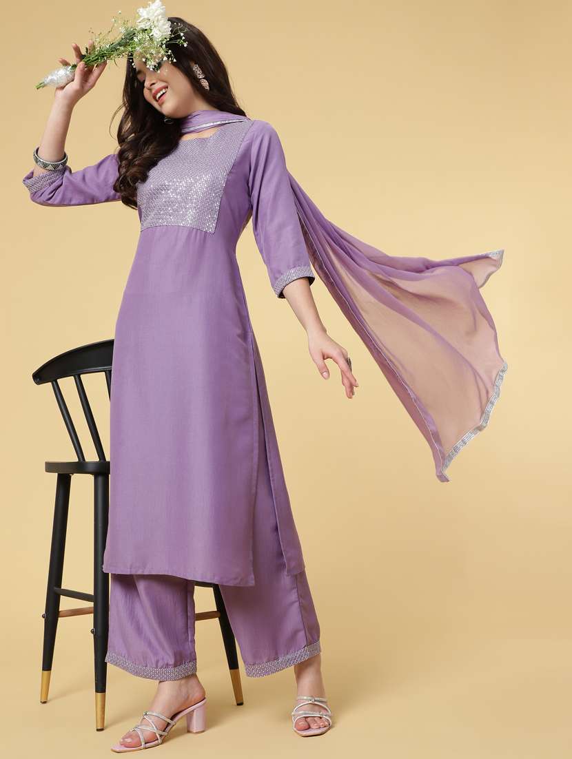 women three quarter sleeve suit set - 21176355 - Standard Image - 1