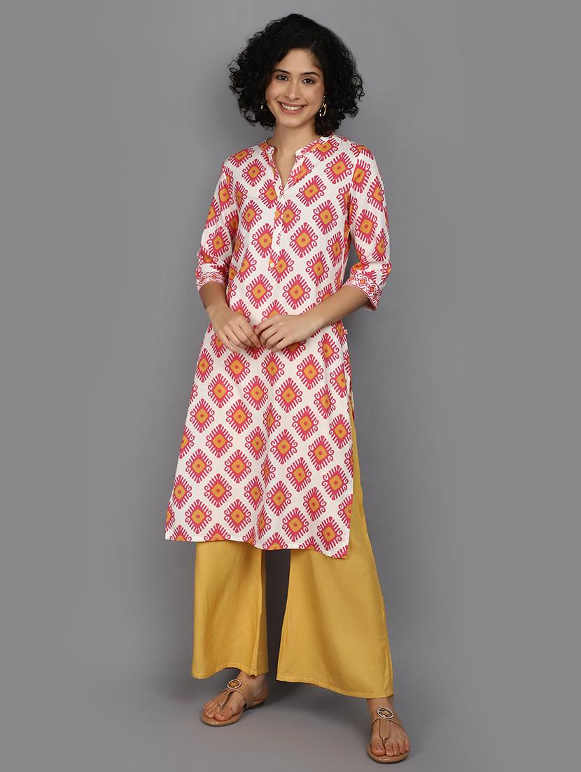 women white mandarin neck straight kurta - 21176506 - Standard Image - 4