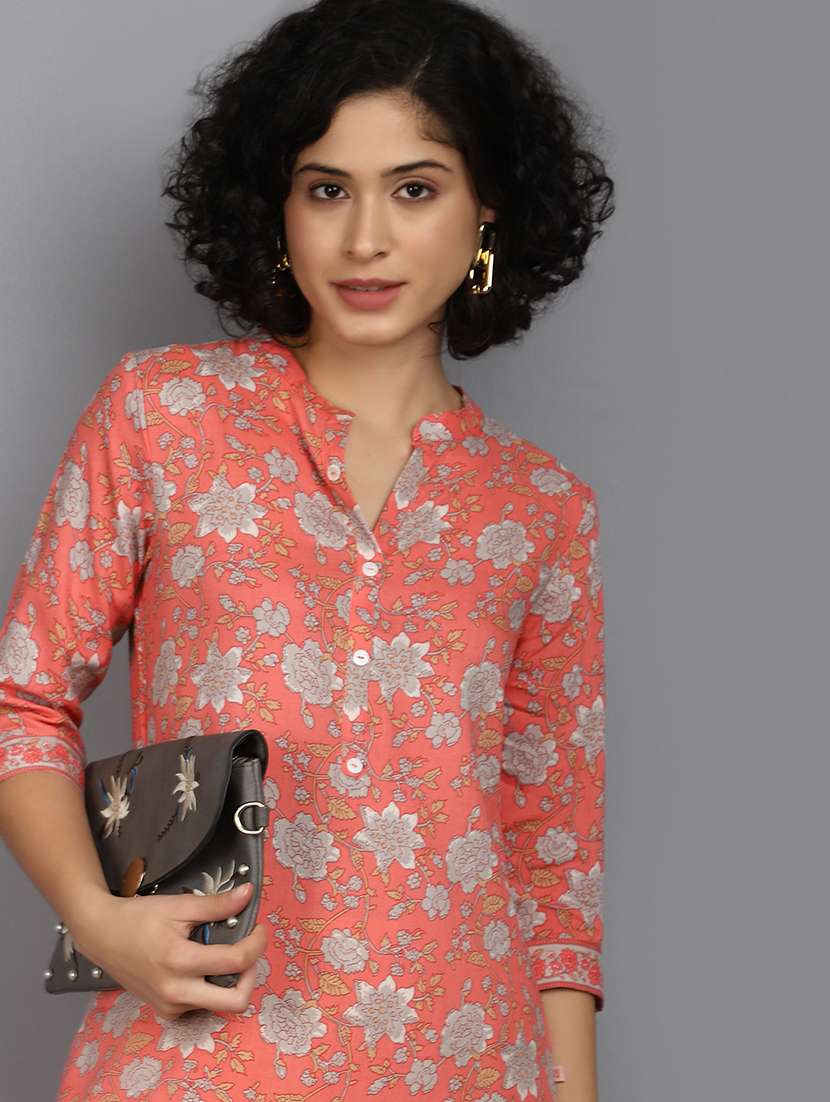 women colar mandarin neck straighyt kurta - 21176507 -  Standard Image - 4