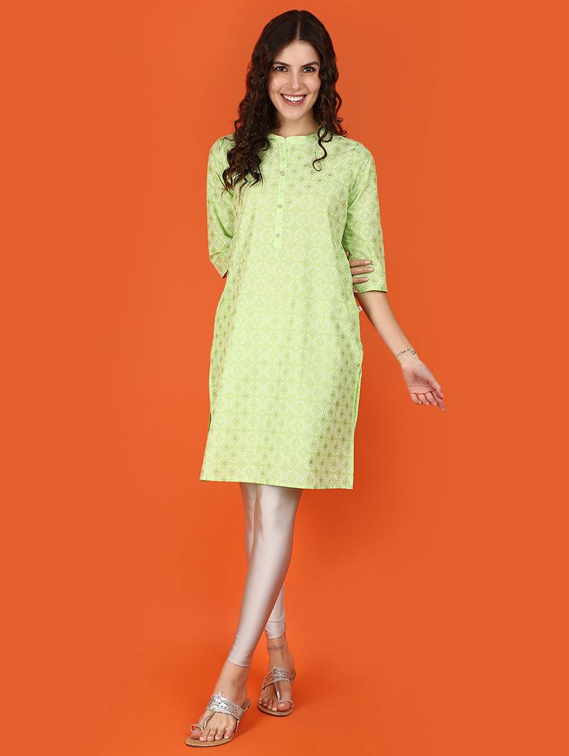 women neon mandarin neck straight kurta - 21176542 - Standard Image - 4