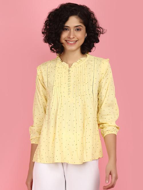 women yellow polka dots printed top - 21176577 - Standard Image - 0