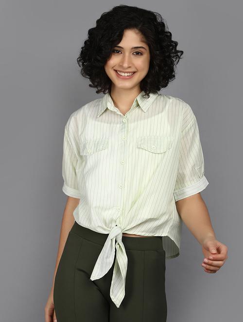 women green stripes collared top - 21176582 -  Standard Image - 0