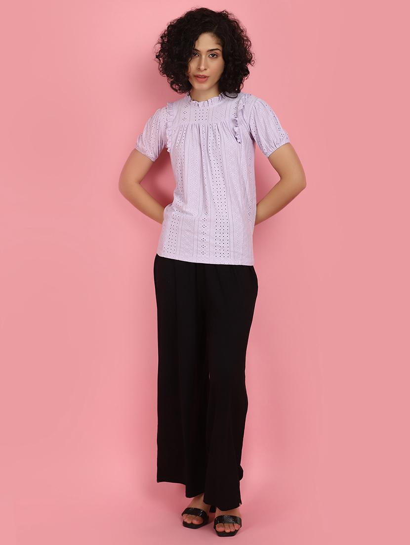 women lavender schiffli work top - 21176589 - Standard Image - 4