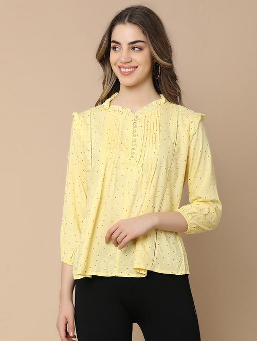 women yellow polka dots printed top - 21176614 -  Standard Image - 0