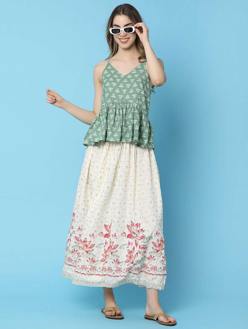 women printed shoulder strap peplum top - 21176616 -  Standard Image - 4