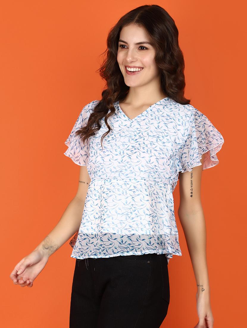 women white v neck crop top - 21176624 - Standard Image - 1
