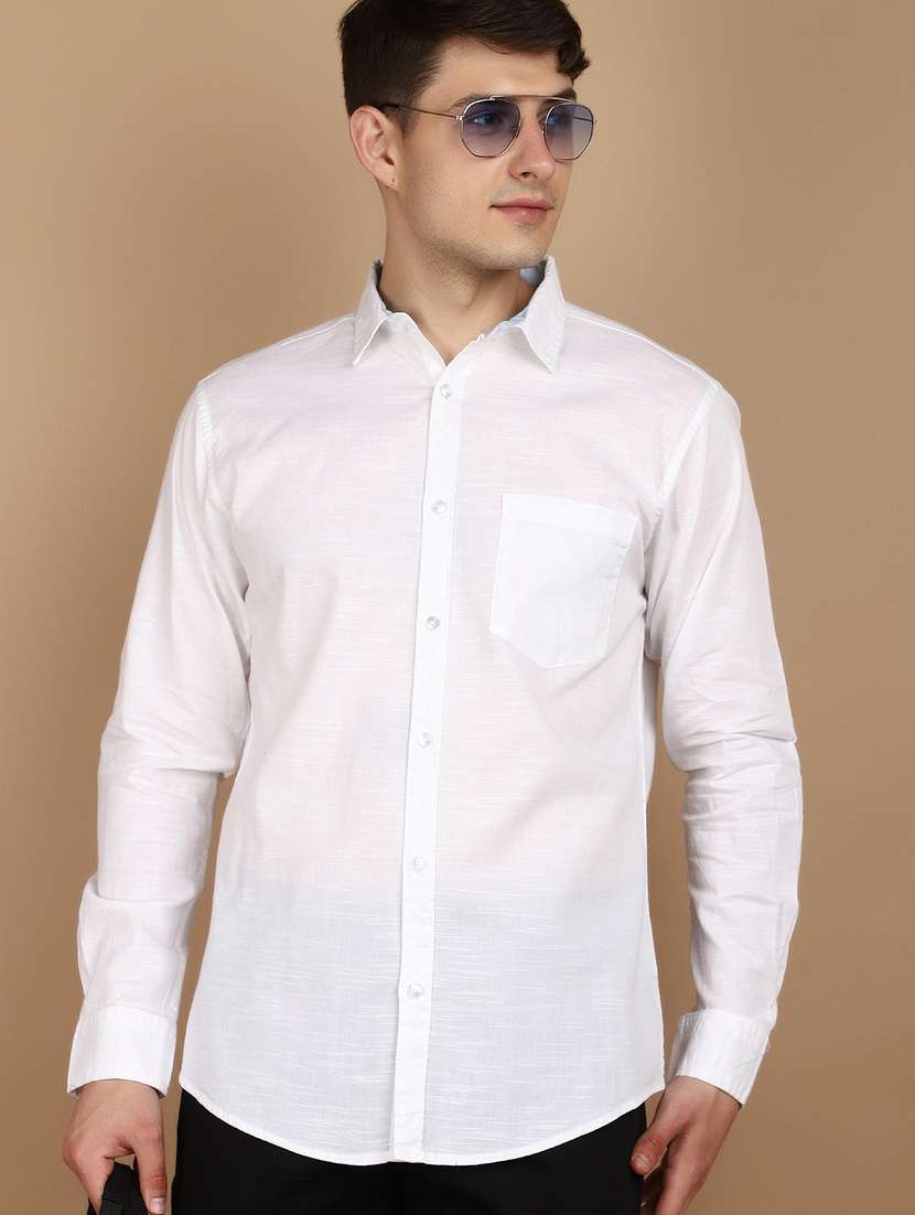 men white regulal fit long sleeves shirt - 21177087 -  Standard Image - 1