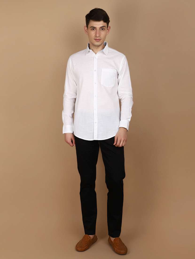 men white regulal fit long sleeves shirt - 21177087 -  Standard Image - 4