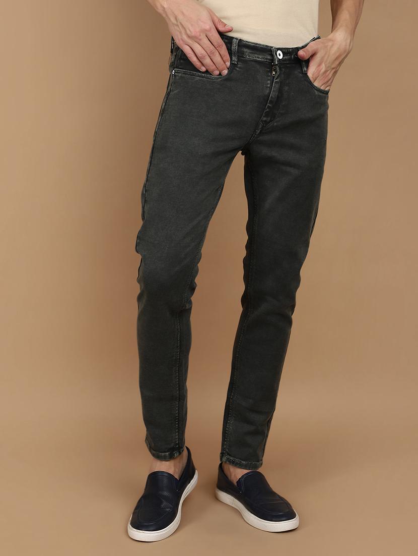 men mid rise plain denim jeans