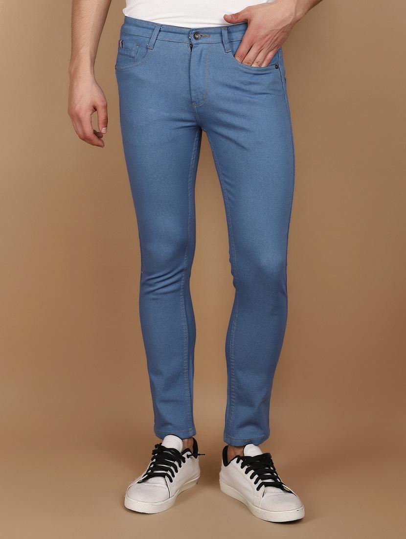 men mid rise plain denim jeans