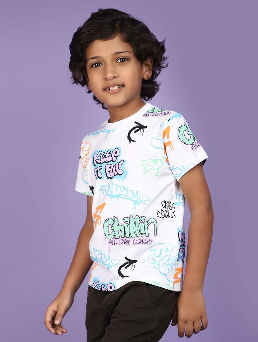 kids boy printed round neck t-shirt - 21177182 -  Standard Image - 1