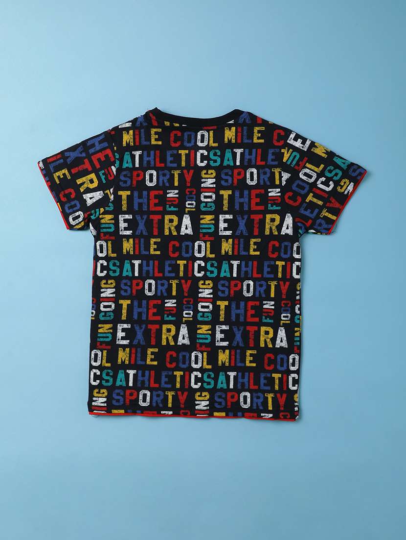 navy blue printed cotton t-shirt - 21177220 -  Standard Image - 1