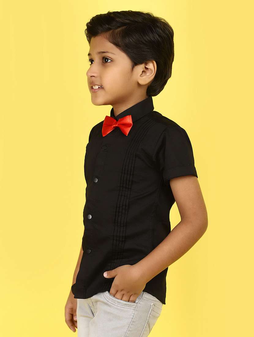 black solid satin shirt - 21177331 -  Standard Image - 1