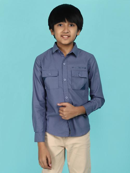 boys solid cotton shirt - 21177344 - Standard Image - 0