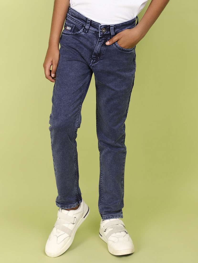 boy's solid mid rise jeans