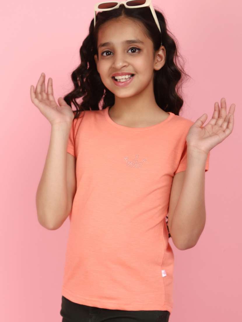 girls round neck short sleeves tees