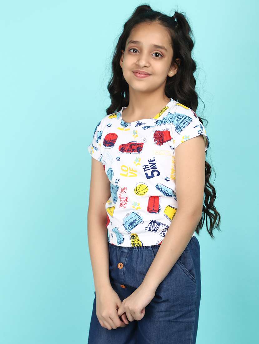 girls round neck short sleeves tees - 21177482 -  Standard Image - 1