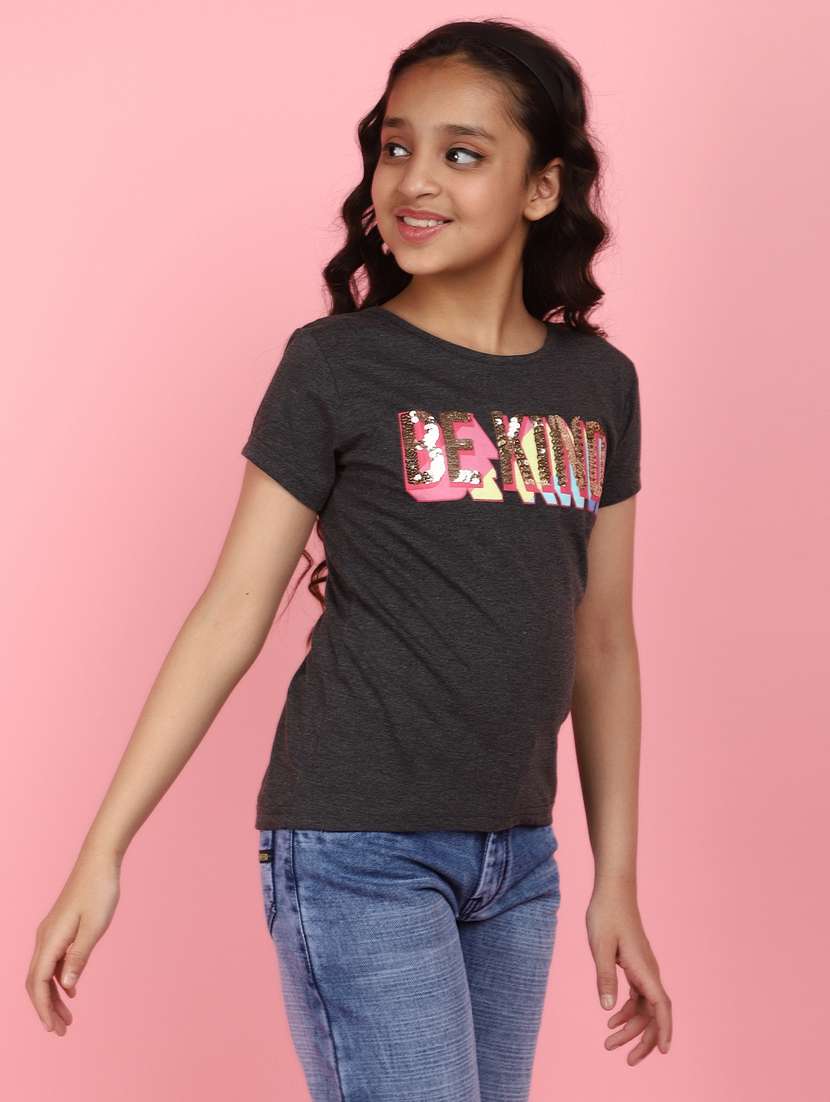 girls round neck short sleeves tees - 21177484 -  Standard Image - 1