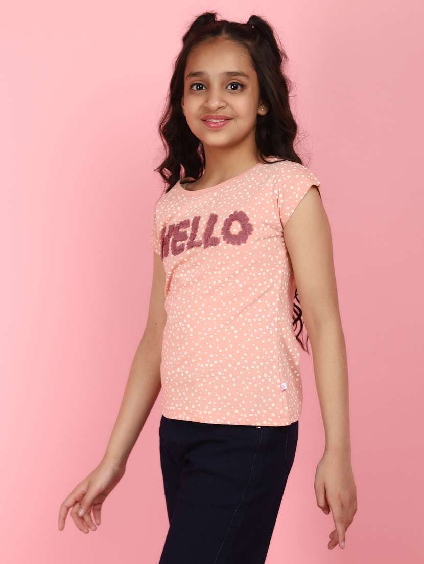 girls round neck short sleeves tees - 21177485 -  Standard Image - 1