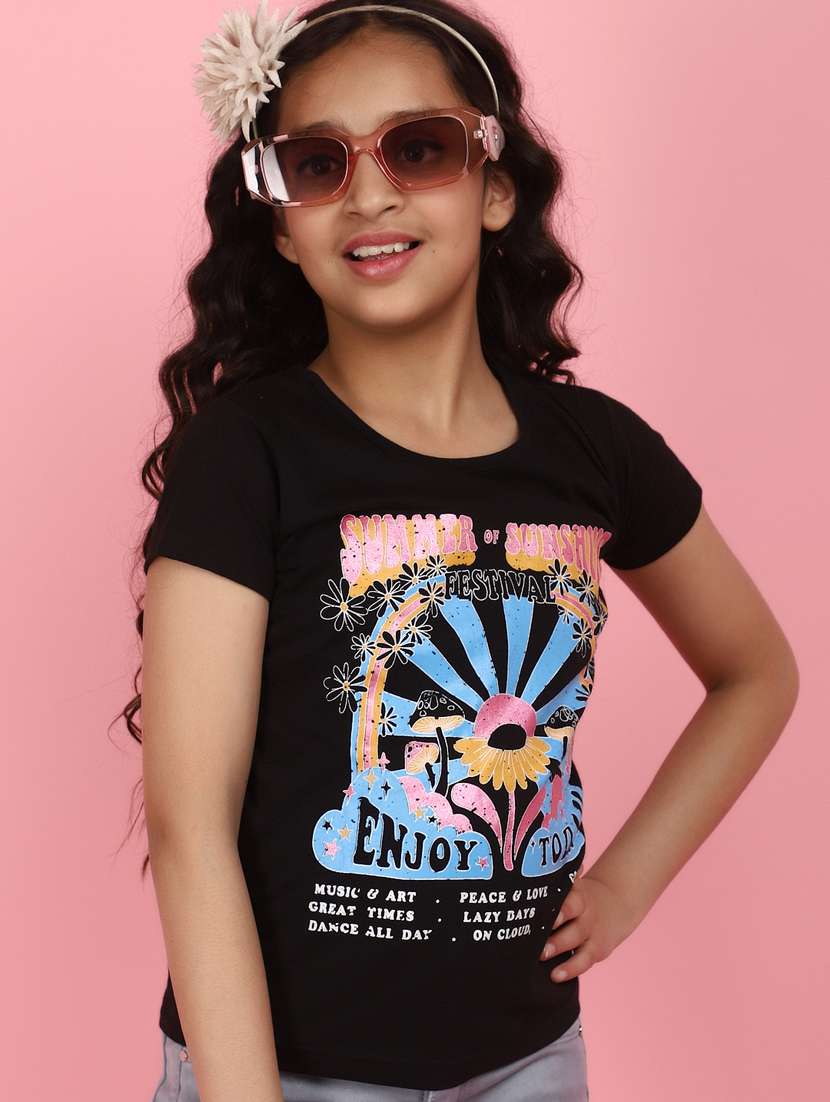 girls round neck short sleeves tees - 21177488 -  Standard Image - 1