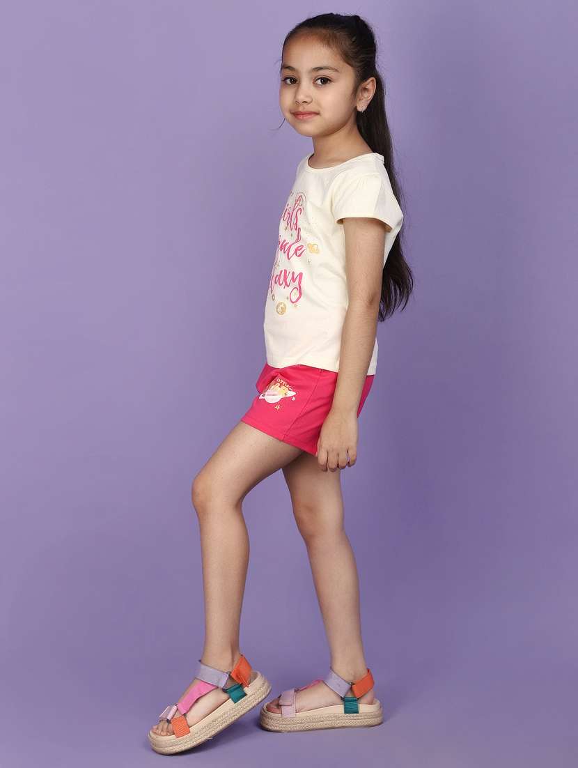 girls yellow printed shorts sets - 21177529 -  Standard Image - 1