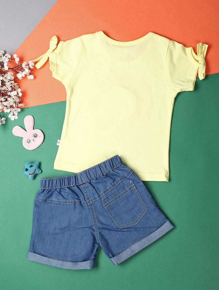 girls yellow printed shorts sets - 21177530 -  Standard Image - 1
