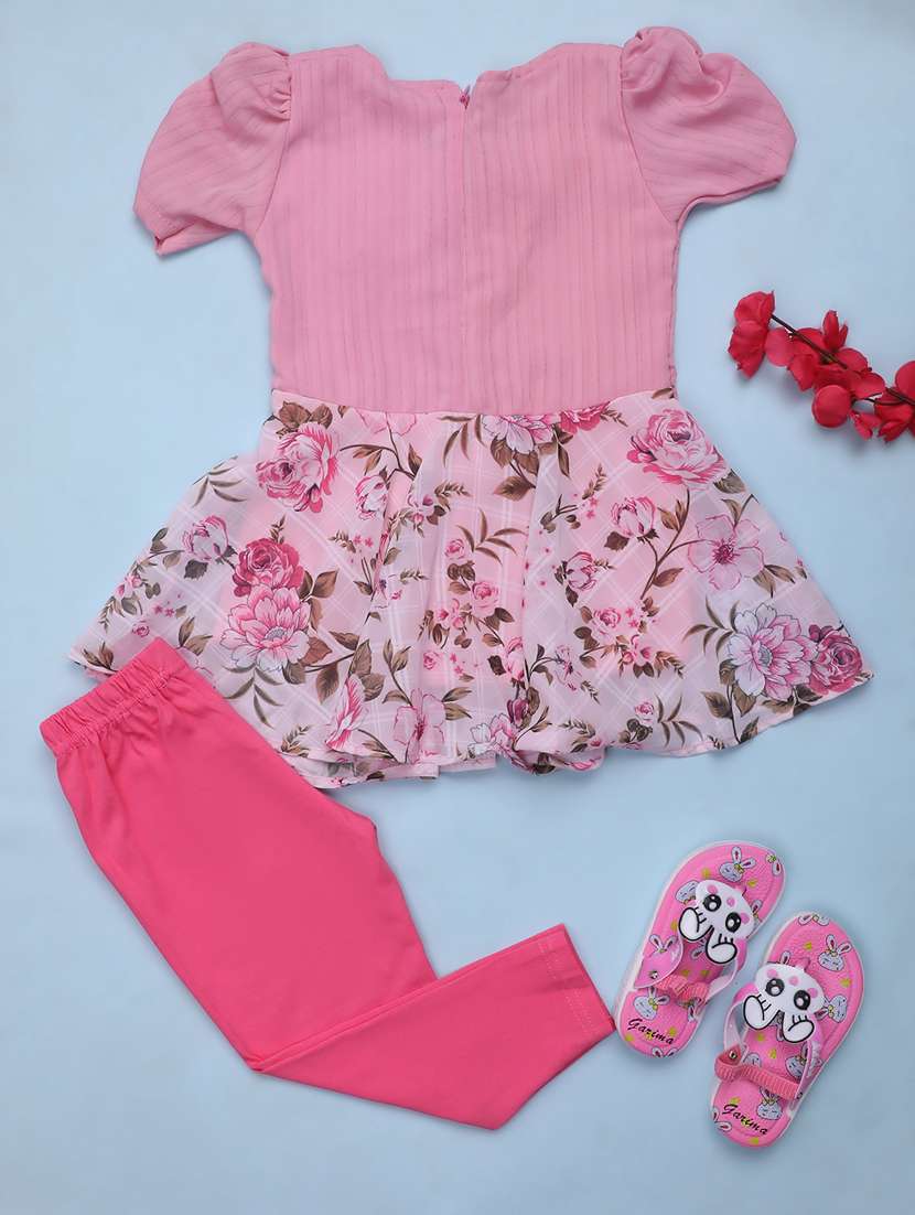 girls pink  printed capri sets - 21177534 -  Standard Image - 1