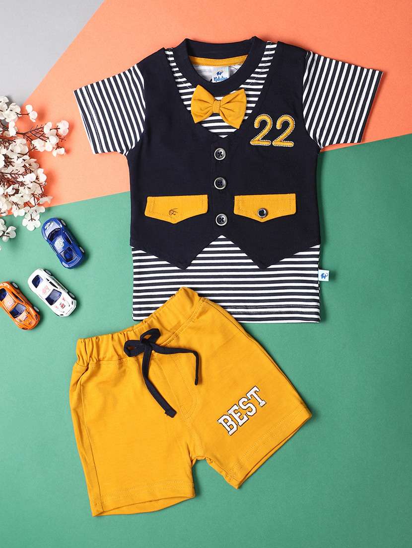 boys striped cotton shorts twin sets 